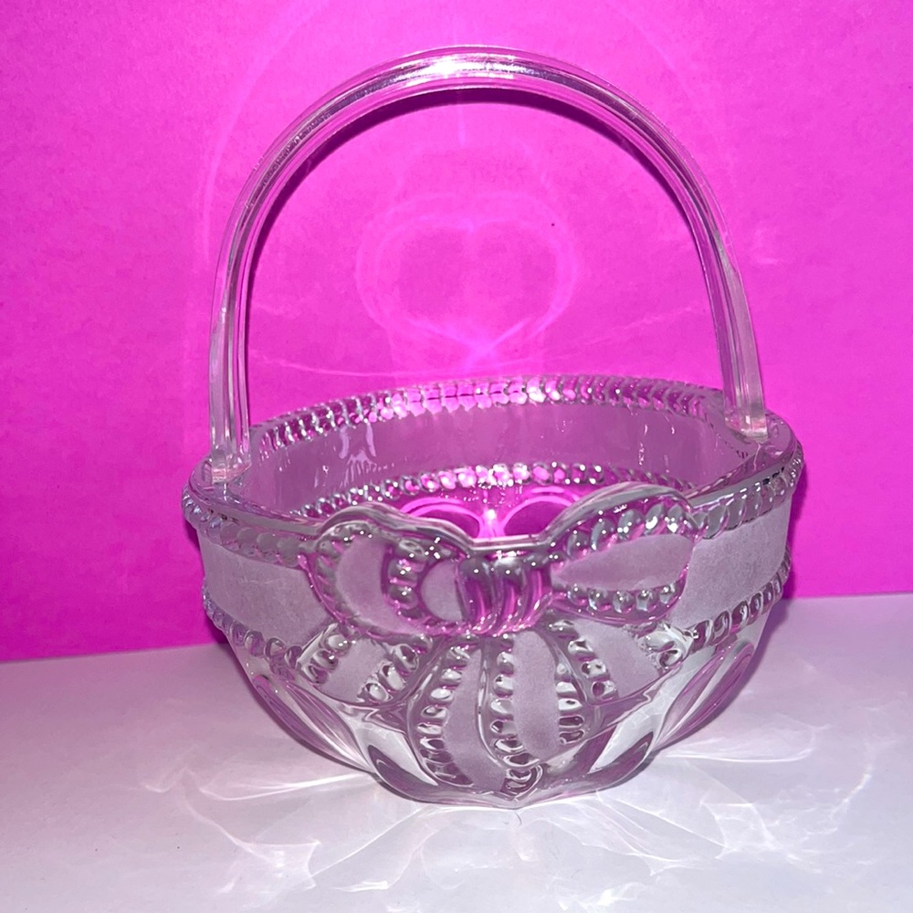 Merci Cherie 24% Lead Crystal and Acrylic (handle) Basket Dish